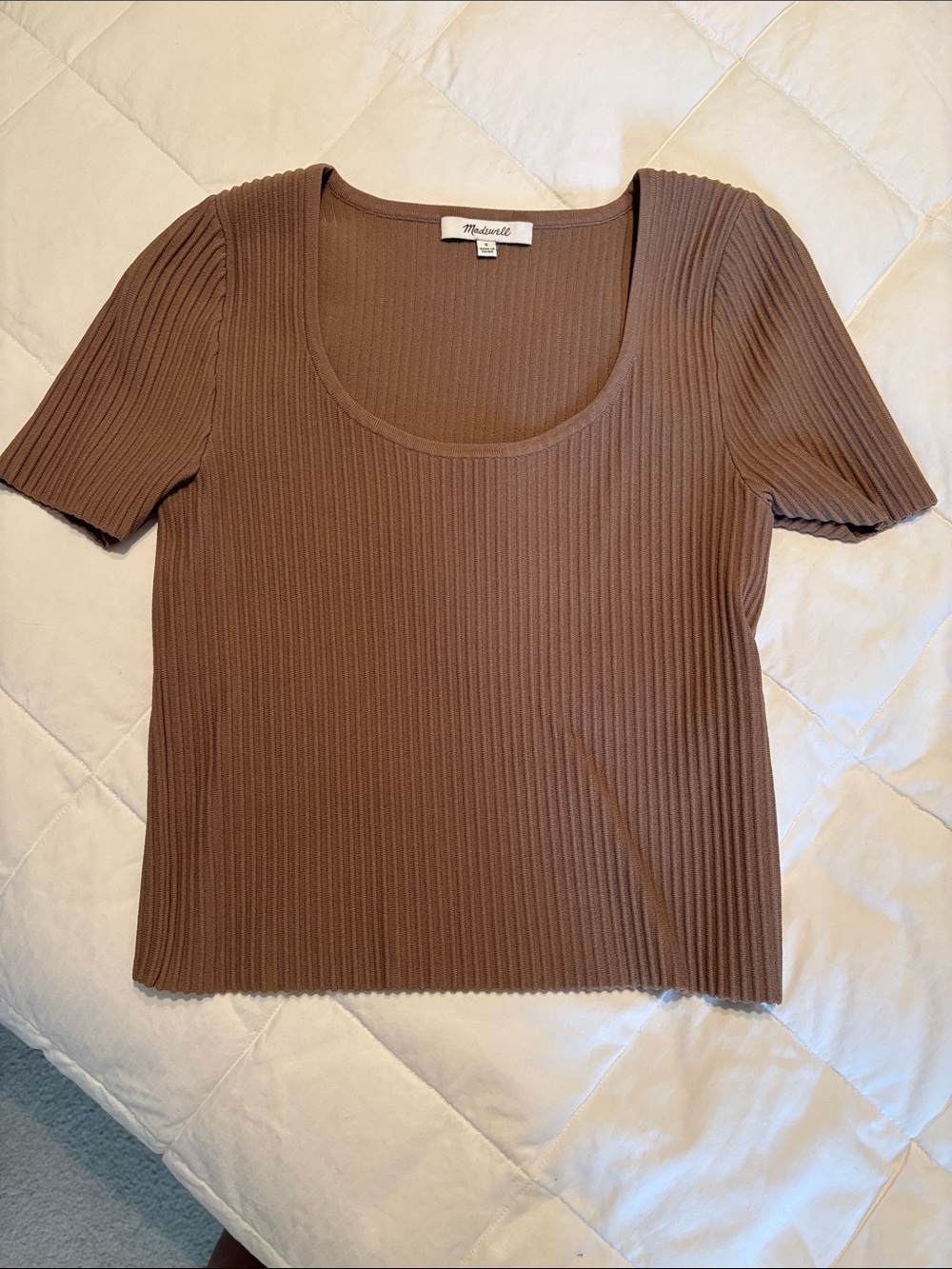 Madewell taupe scoop neck ribbed tee